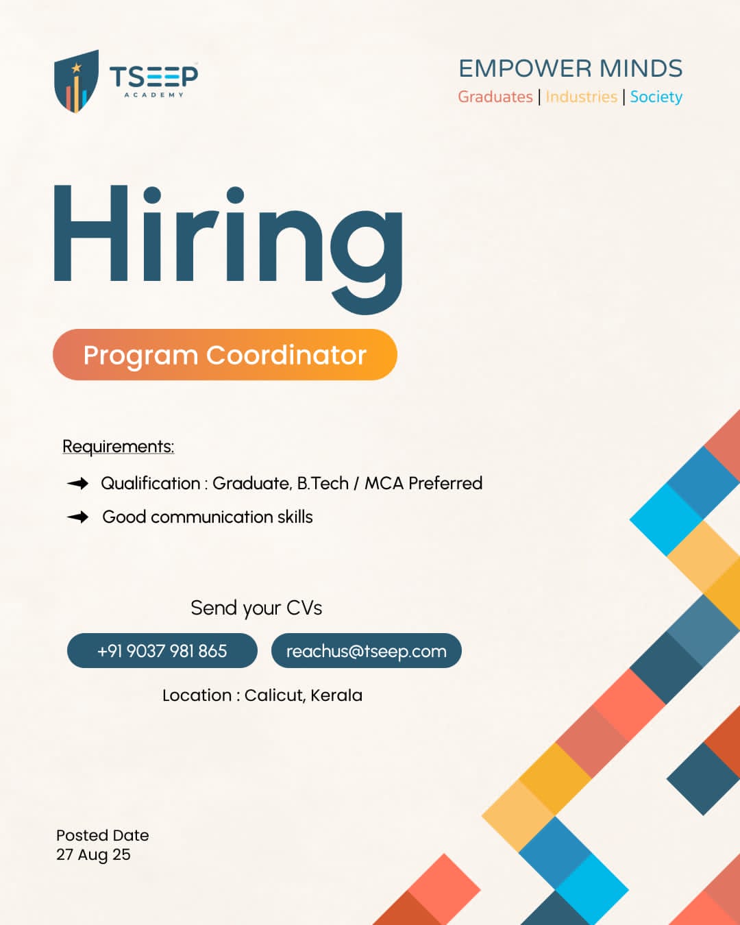 Join TSEEP Academy as a Program Coordinator